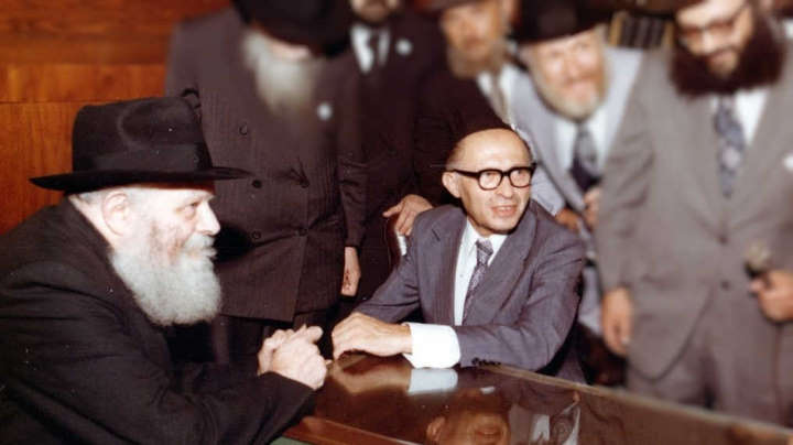 Ребе и Менахем Бегин в 1978 году