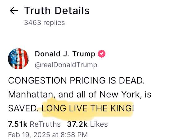 Трамп: «Да здравствует король!»
